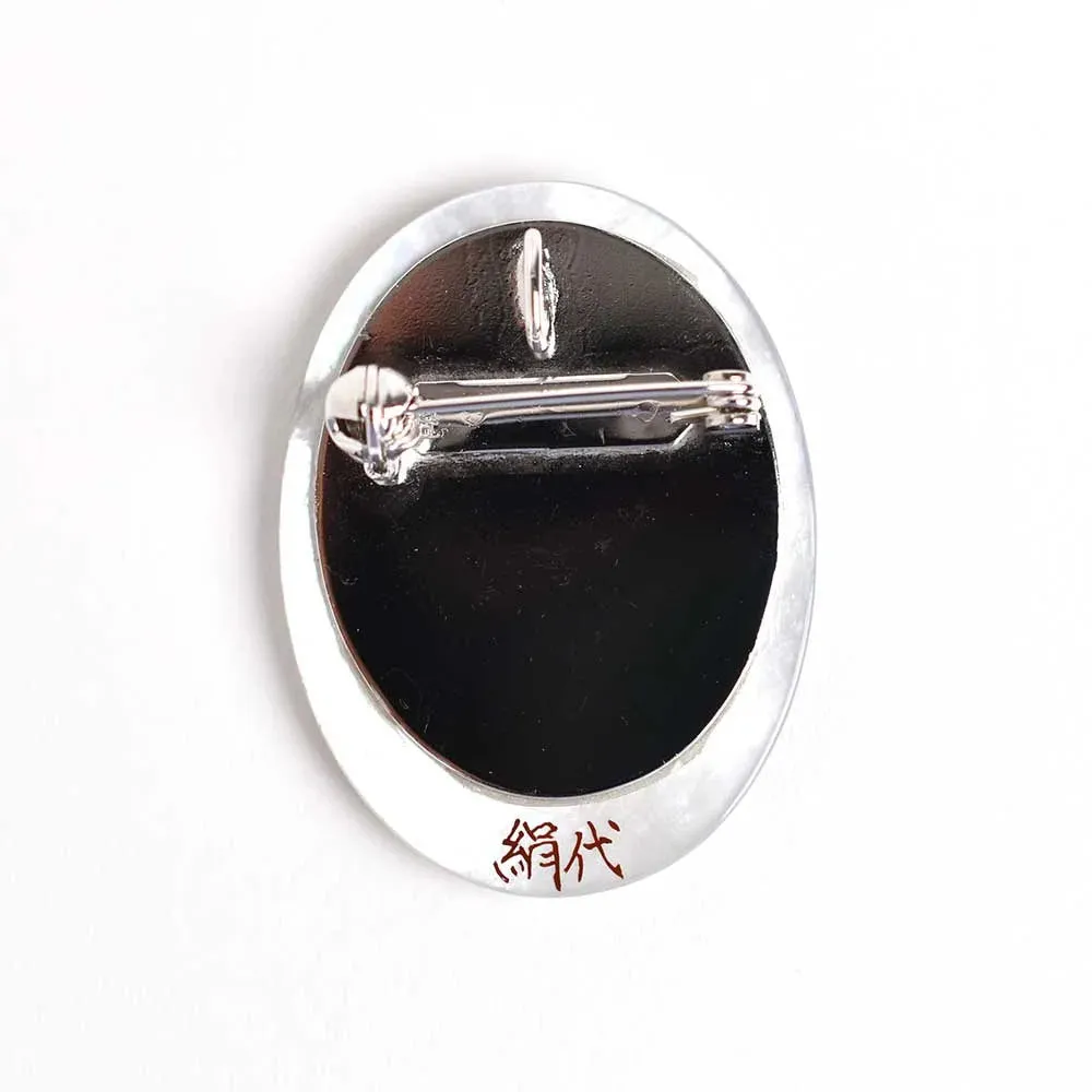 Maki-e Urushi Lacquer Brooch - White South Sea Pearl Shell / Owl -, Traditional Japanese Urushi Lacquer Jewelry