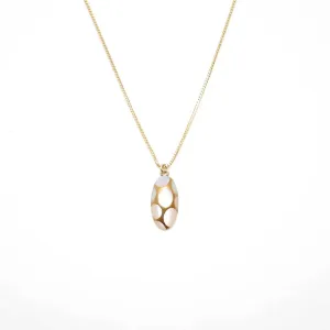 Maki-e Urushi Lacquer Pendant Necklace - White South Sea Pearl Shell / Thread Pattern / White -, Traditional Japanese Urushi Lacquer Jewelry
