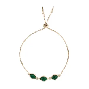 Malachite & Gold Adjustable Triple Gemstone Bracelet