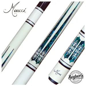 Meucci 21st Century 3 White - Blue Pearl - White Wrap Pool Cue with Carbon Pro Shaft -2103WHBLWHC