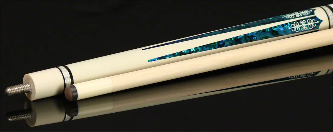 Meucci 21st Century 3 White - Blue Pearl - White Wrap Pool Cue with Pro Shaft - 2103WHBLWHP