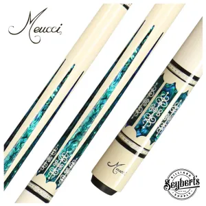 Meucci 21st Century 3 White - Blue Pearl - White Wrap Pool Cue with Pro Shaft - 2103WHBLWHP