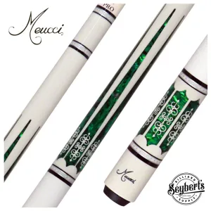 Meucci 21st Century 3 White - Green Pearl - White Wrap Pool Cue with Pro Shaft - 2103WHGRWHP