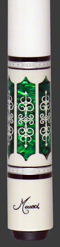 Meucci 21st Century 3 White - Green Pearl - White Wrap Pool Cue with Pro Shaft - 2103WHGRWHP
