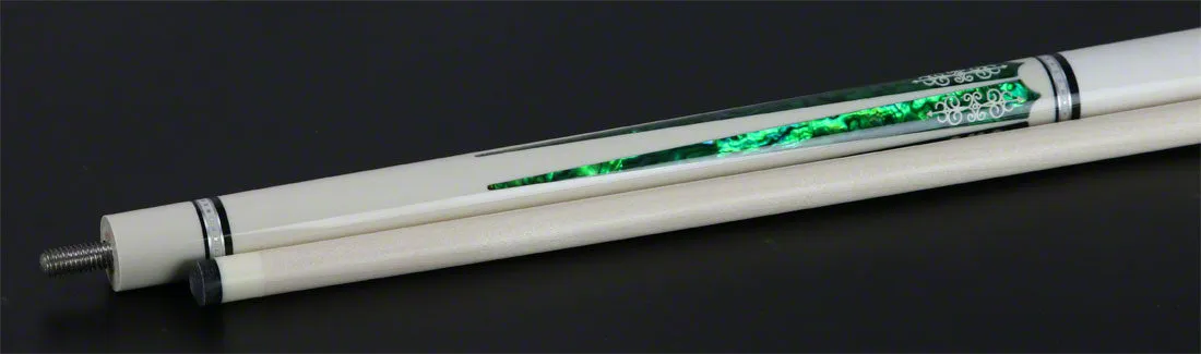 Meucci 21st Century 3 White - Green Pearl - White Wrap Pool Cue with Pro Shaft - 2103WHGRWHP