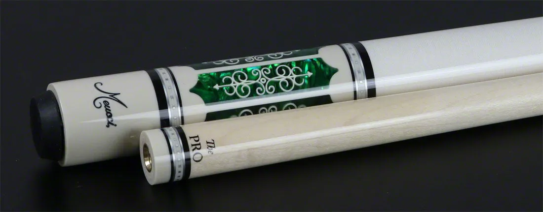 Meucci 21st Century 3 White - Green Pearl - White Wrap Pool Cue with Pro Shaft - 2103WHGRWHP
