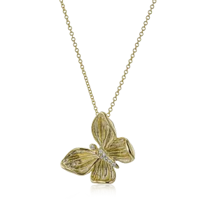 Monarch Butterfly Pendant Necklace in 18k Gold with Diamonds