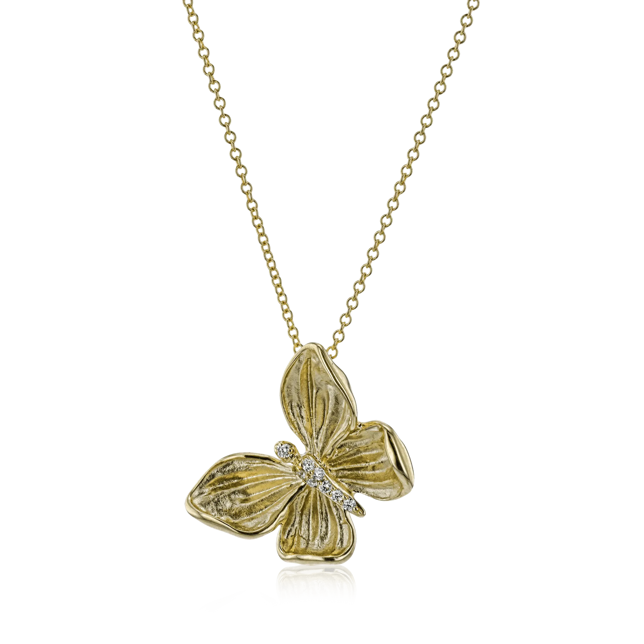Monarch Butterfly Pendant Necklace in 18k Gold with Diamonds