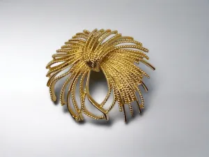 Monet  Vintage Gold Textured Tassel Pin