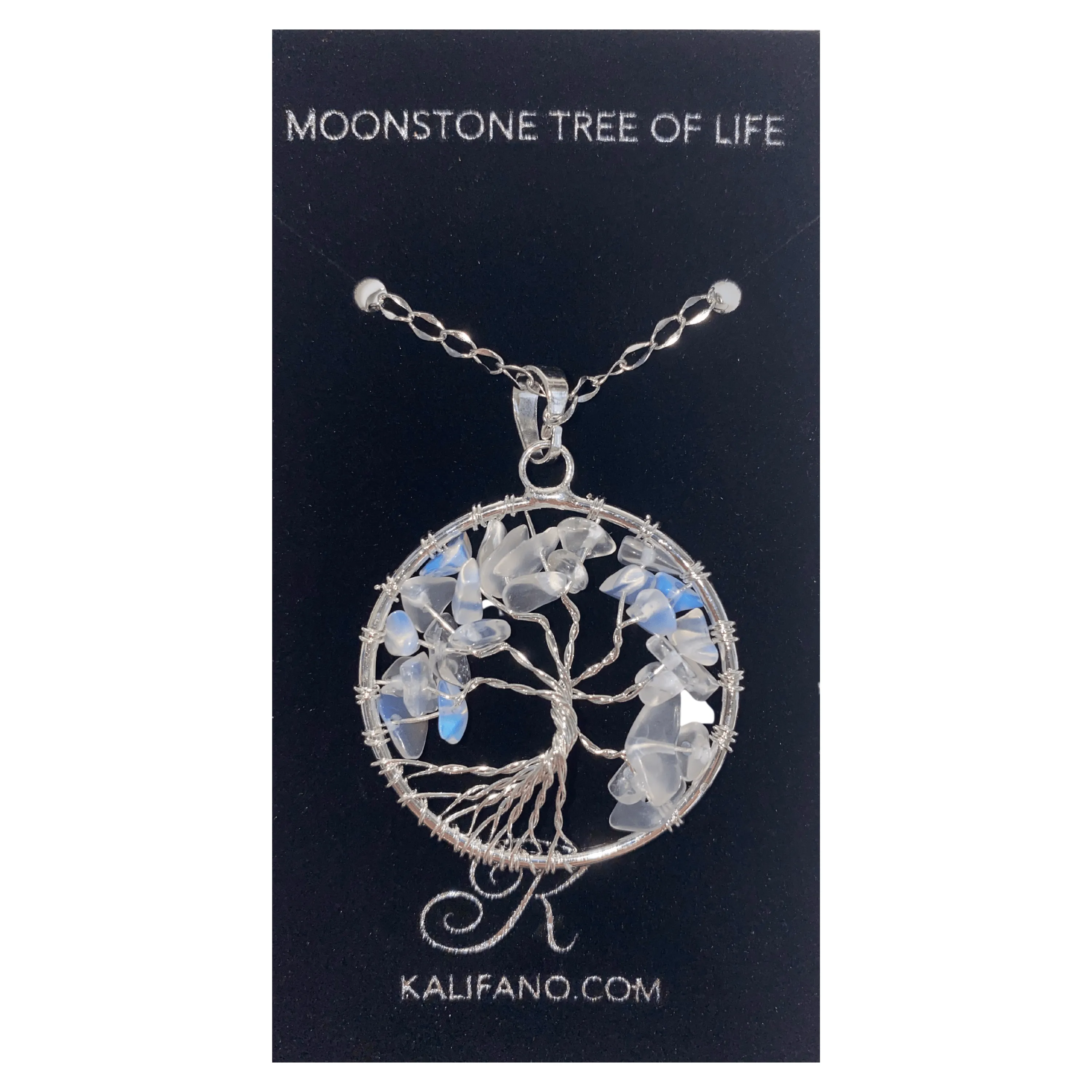 Moonstone Chakra Gemstone Tree Necklace & Stainless Steel Chain