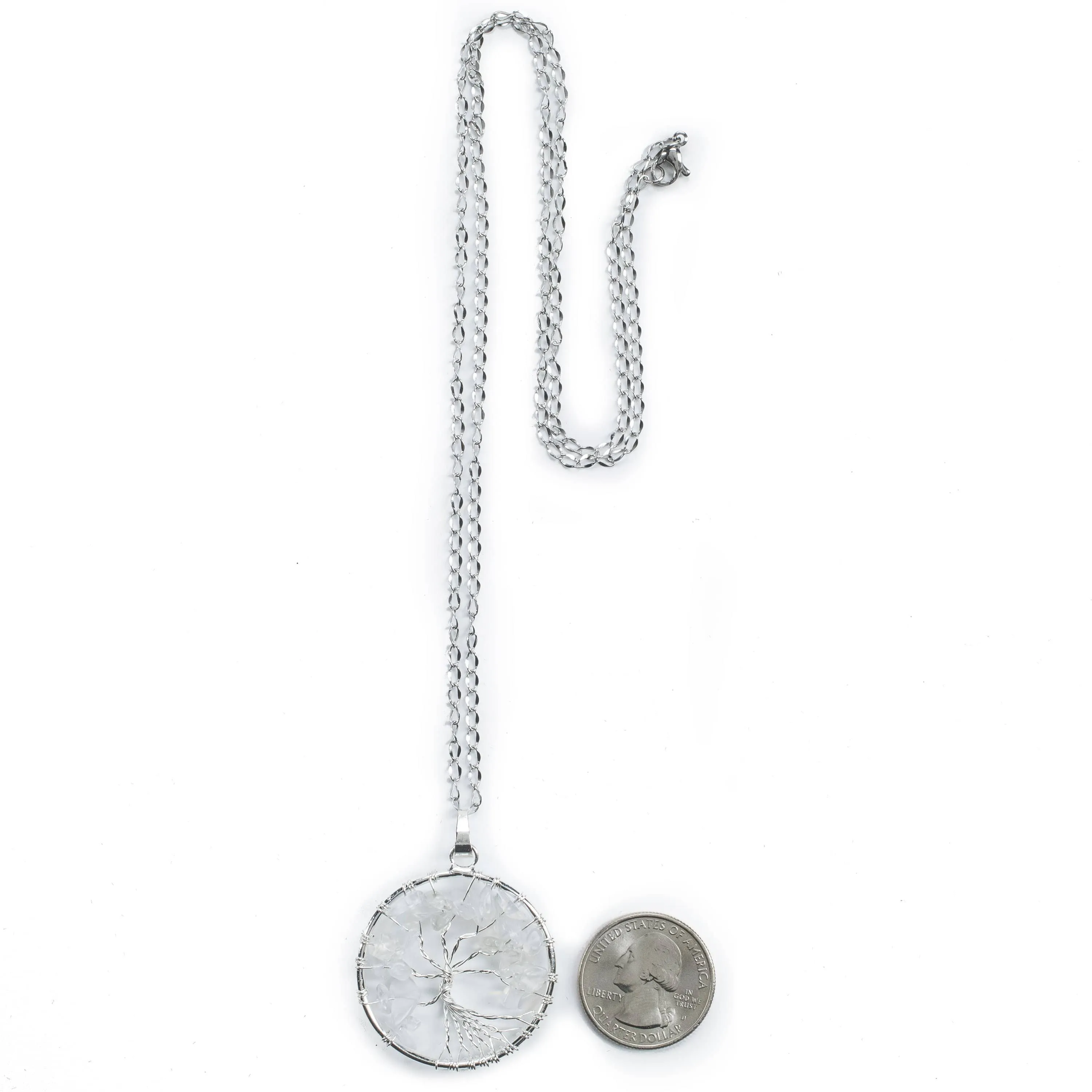 Moonstone Chakra Gemstone Tree Necklace & Stainless Steel Chain
