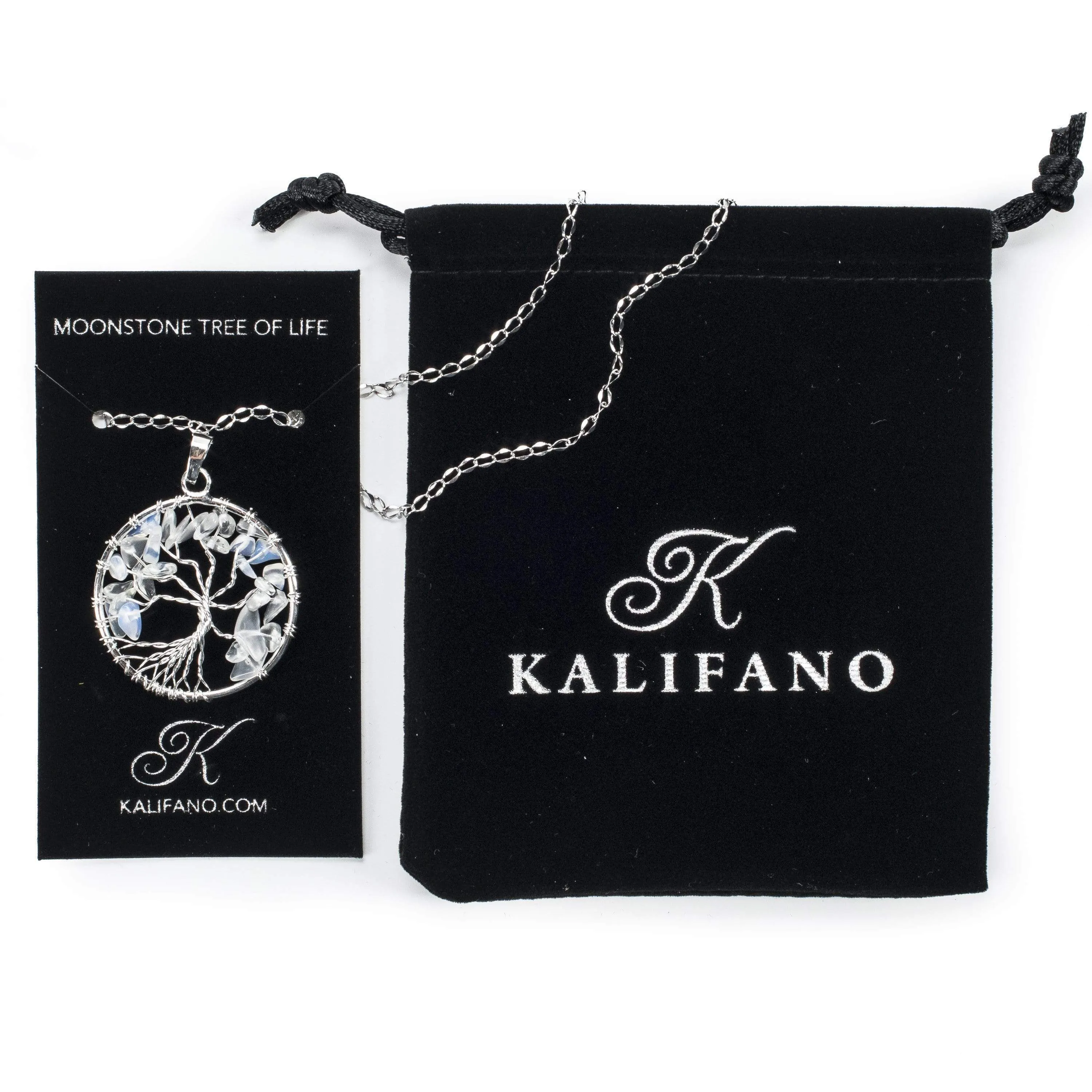 Moonstone Chakra Gemstone Tree Necklace & Stainless Steel Chain