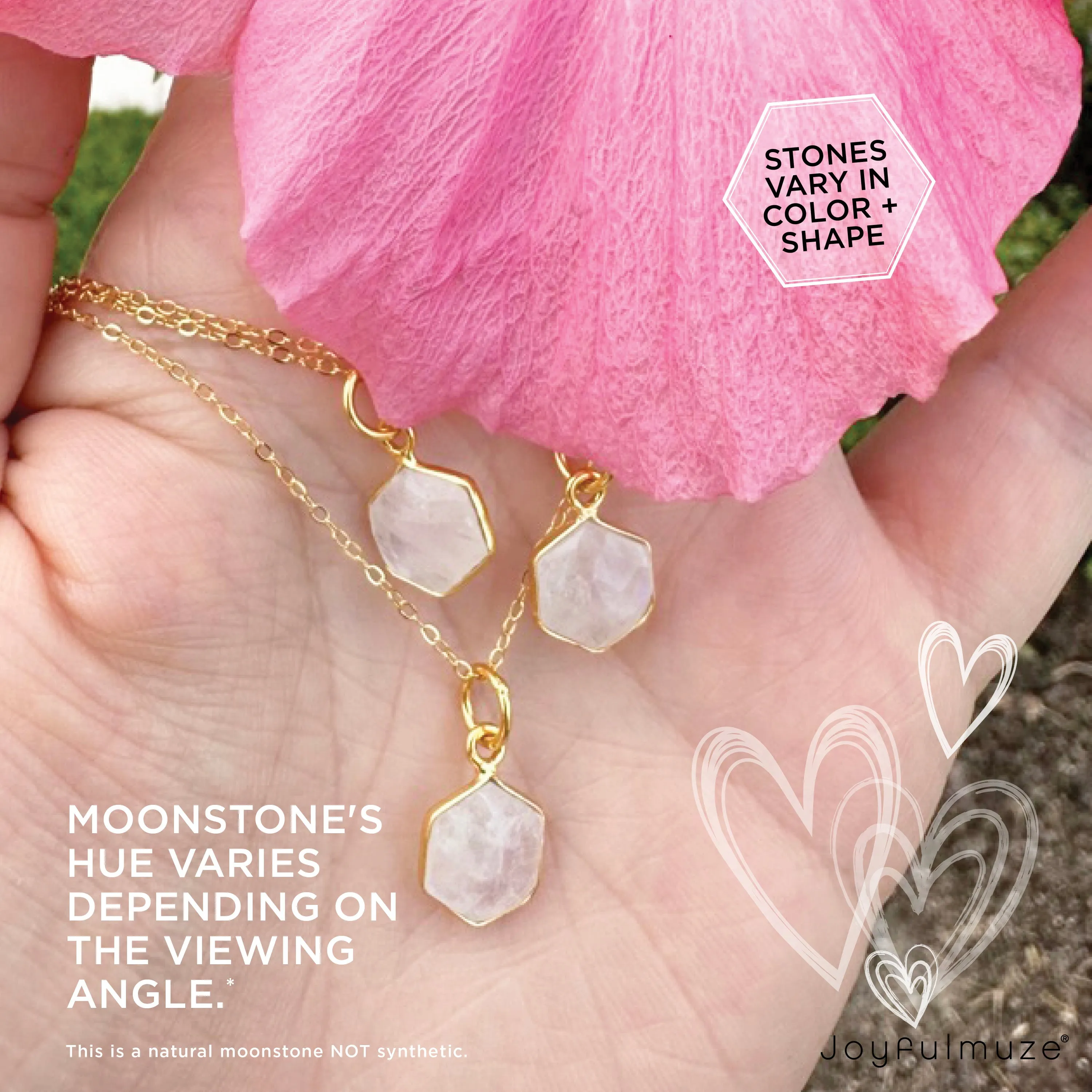 Moonstone Hexagon Necklace