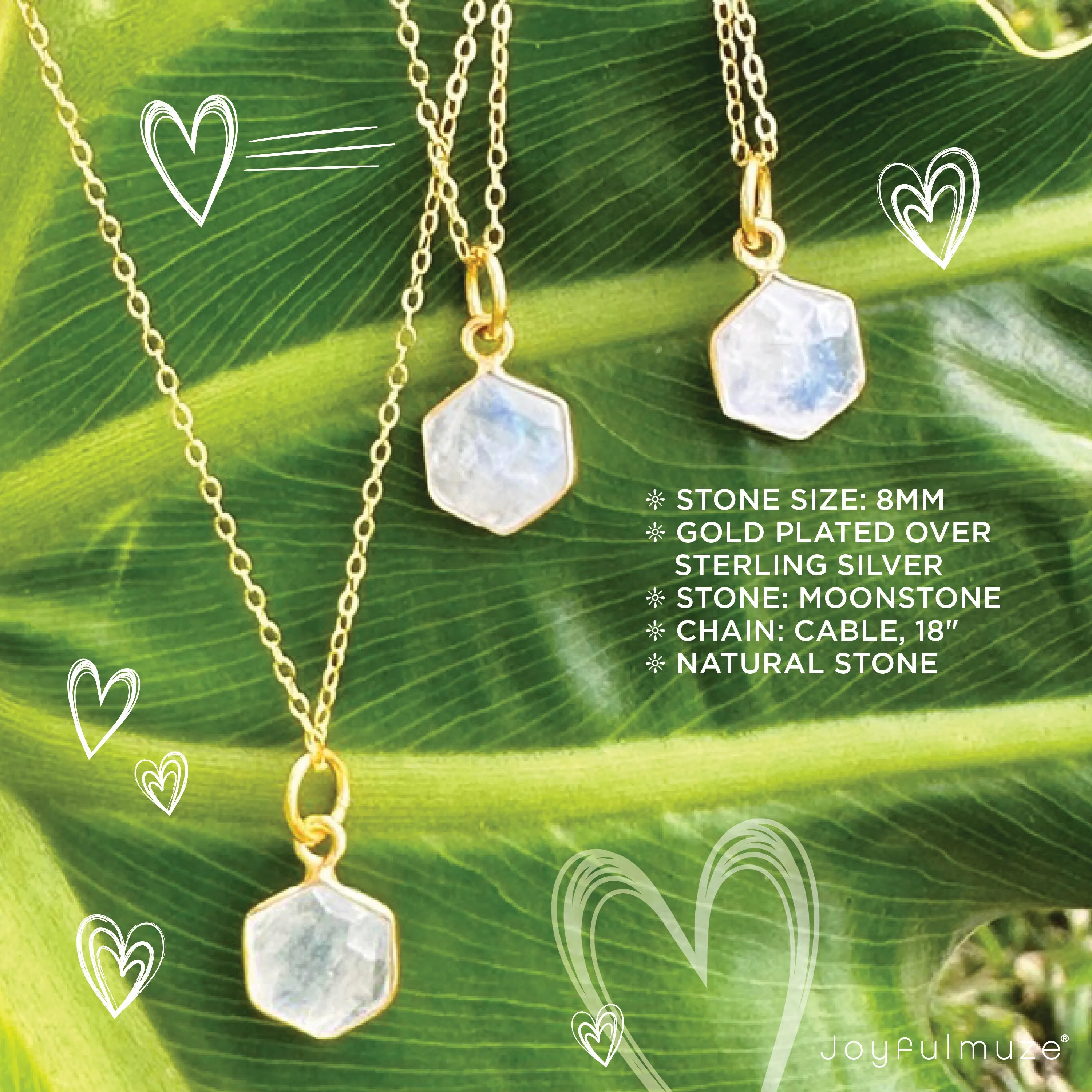 Moonstone Hexagon Necklace
