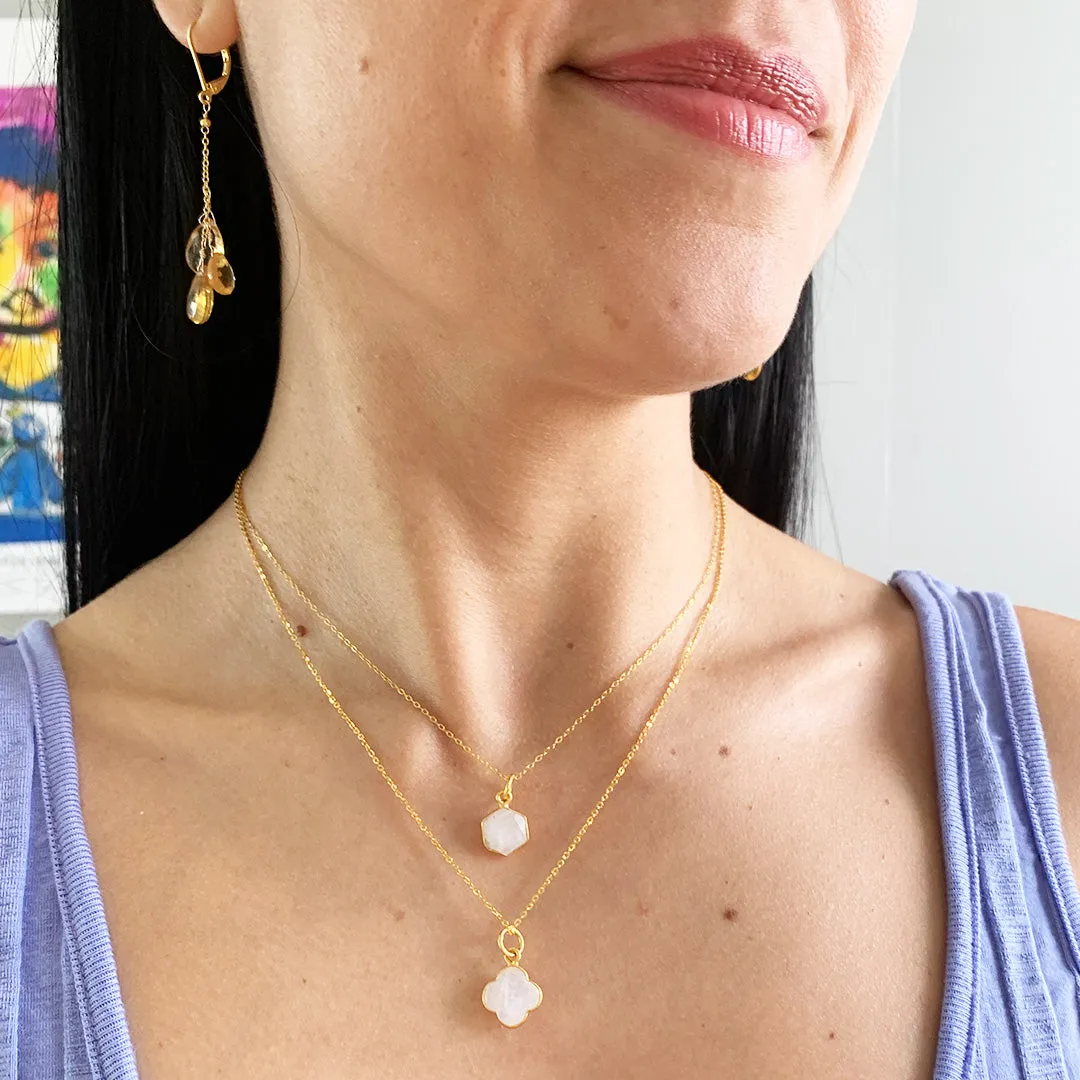 Moonstone Hexagon Necklace
