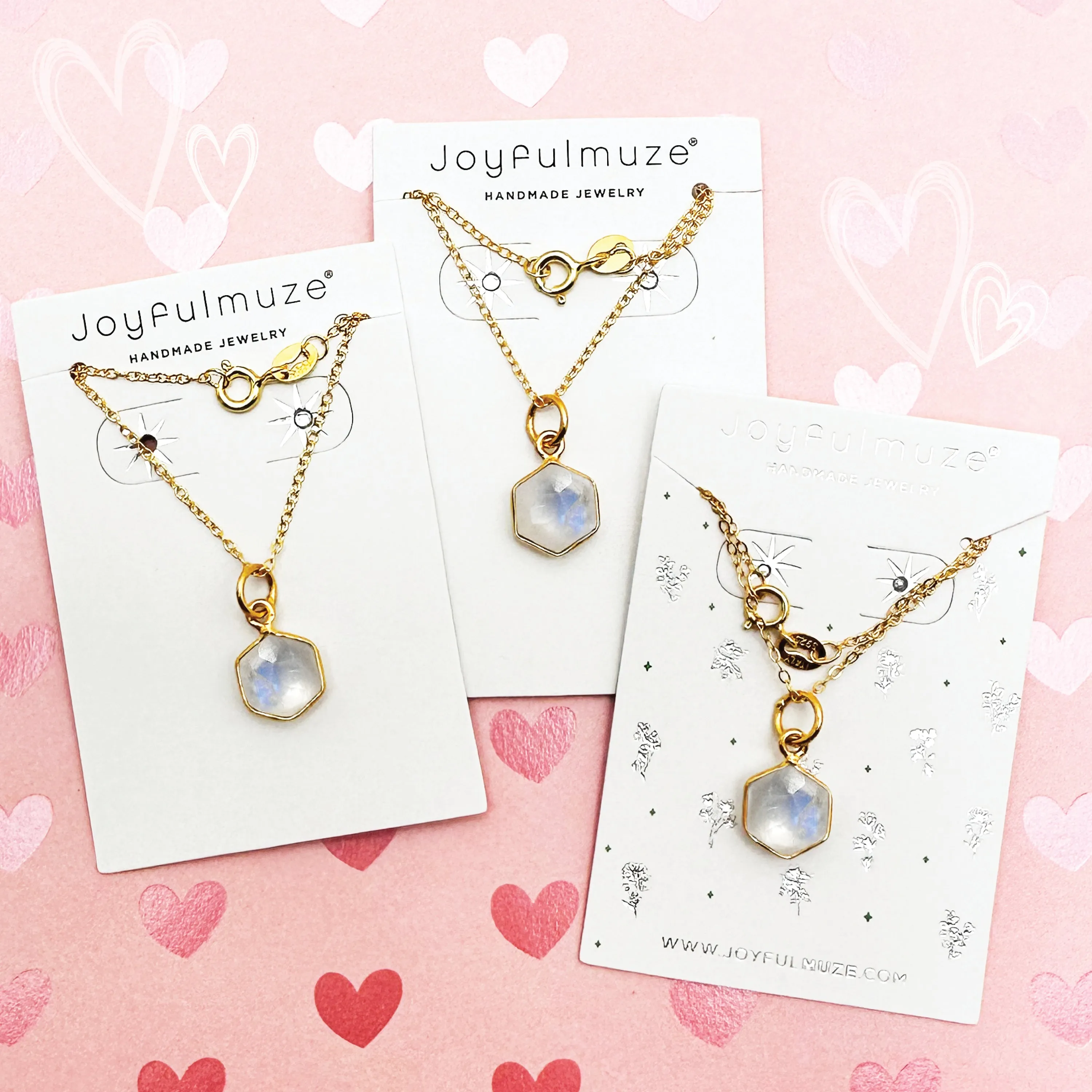 Moonstone Hexagon Necklace