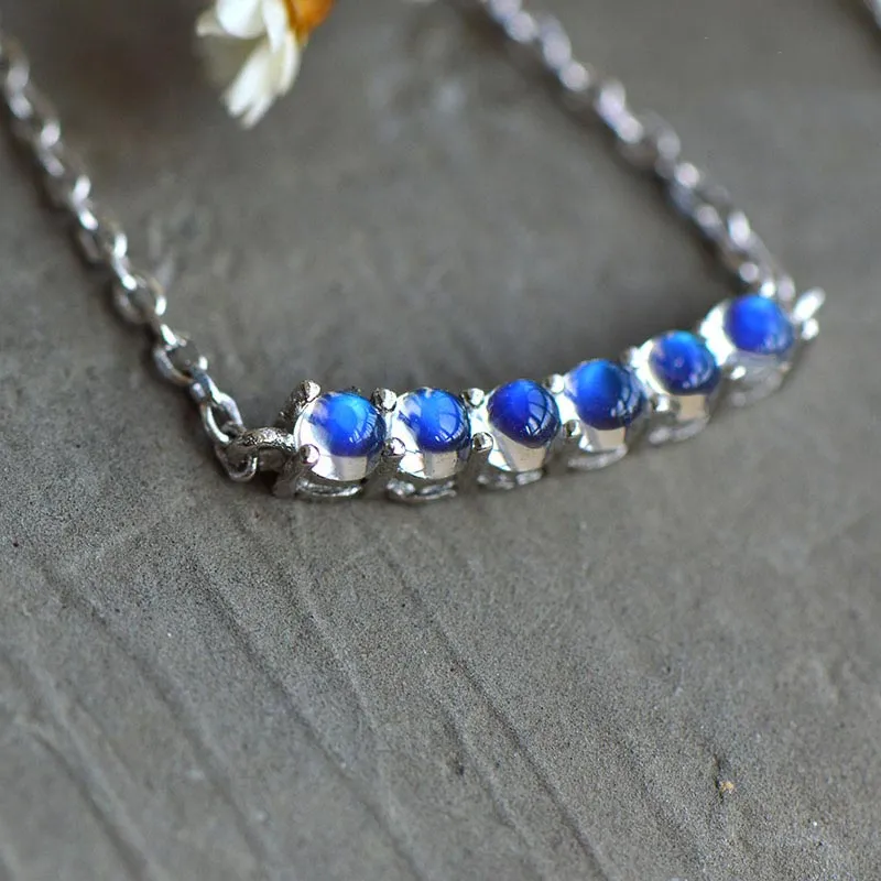 Moonstone Pendant Necklace in White Gold Plated Sterling Silver Gifts For Women