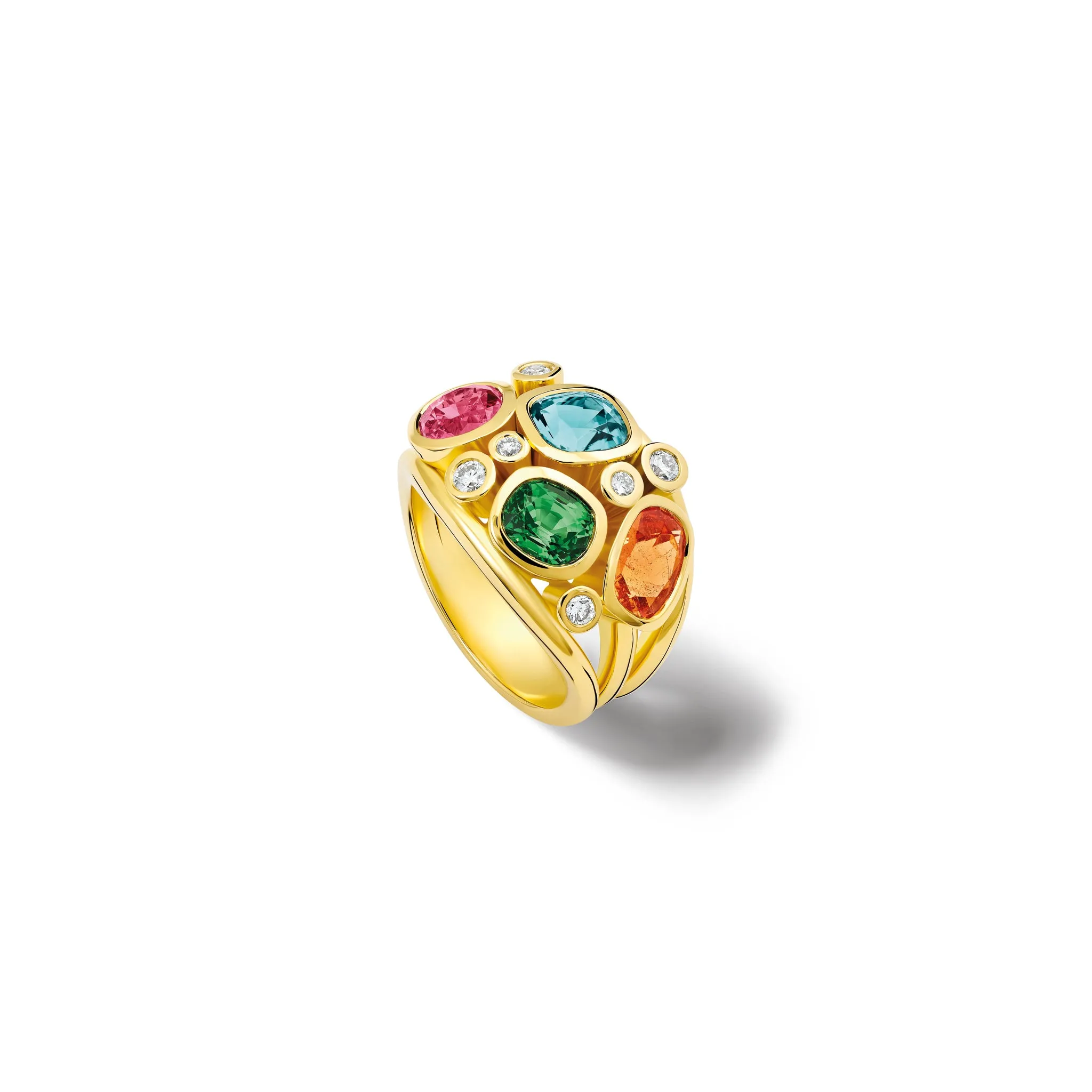 Multi Aeneus Ring 18ct Yellow Gold - Multi Gemstone & Diamond