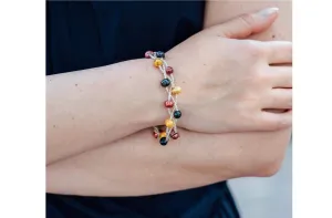 Multi-Color Braided Freshwater Pearl Bracelet 7mm