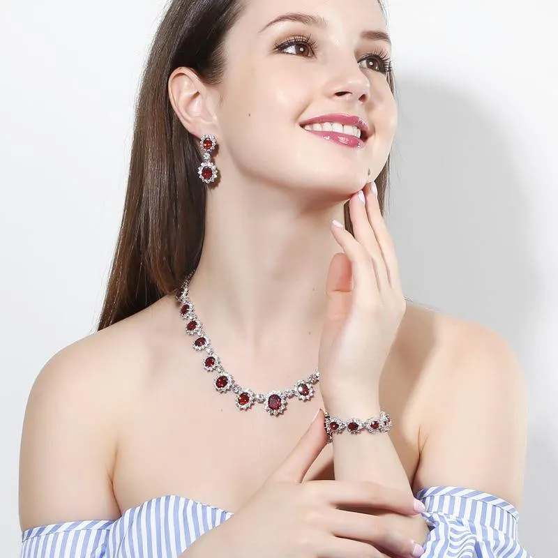 Multi Color High Quality Micro Inlay AAA  Zircons Stones Wedding Jewelry Set
