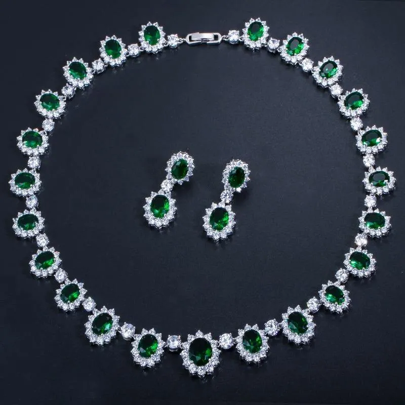 Multi Color High Quality Micro Inlay AAA  Zircons Stones Wedding Jewelry Set