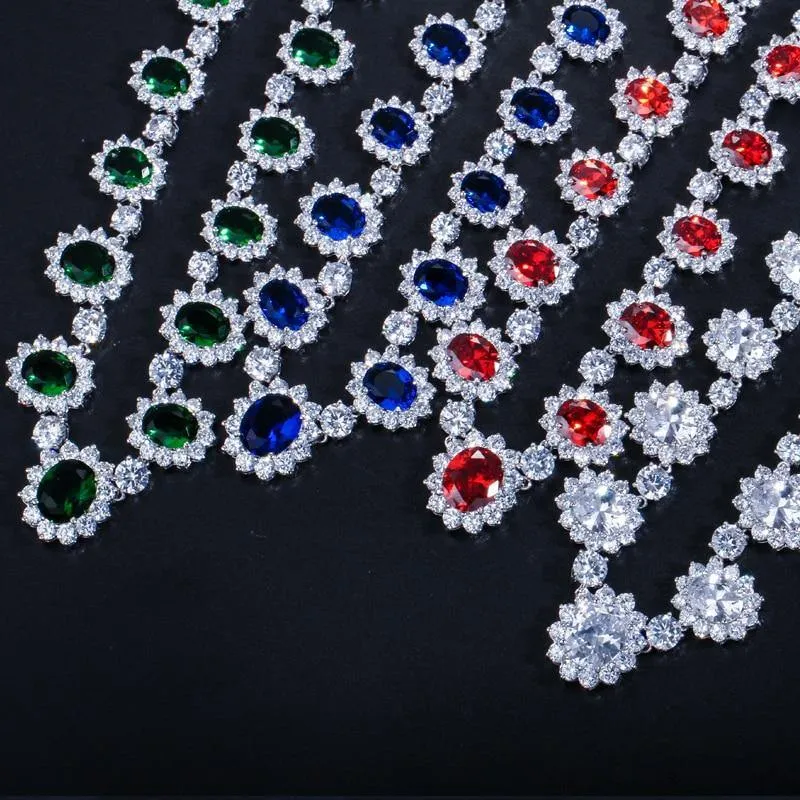 Multi Color High Quality Micro Inlay AAA  Zircons Stones Wedding Jewelry Set