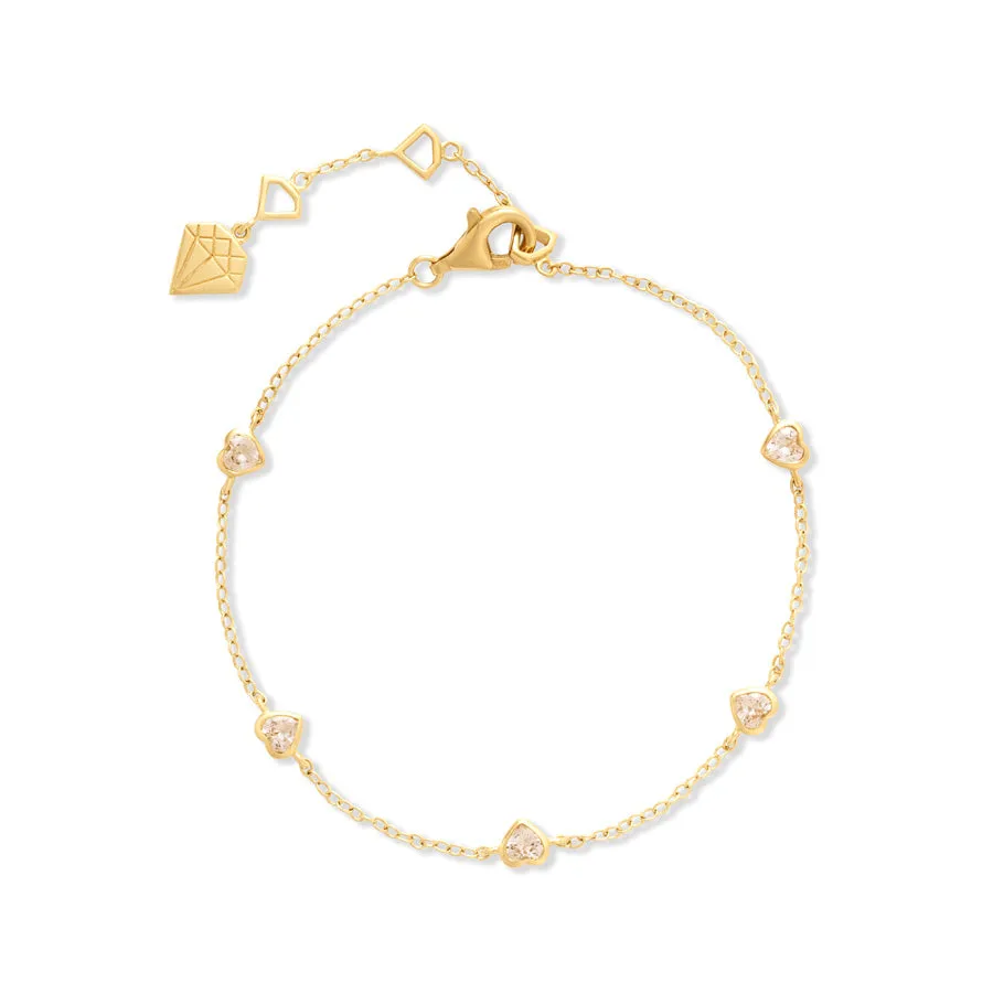 Multi Heart Bezel 14K Gold Vermeil Bracelet