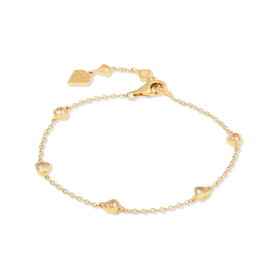 Multi Heart Bezel 14K Gold Vermeil Bracelet