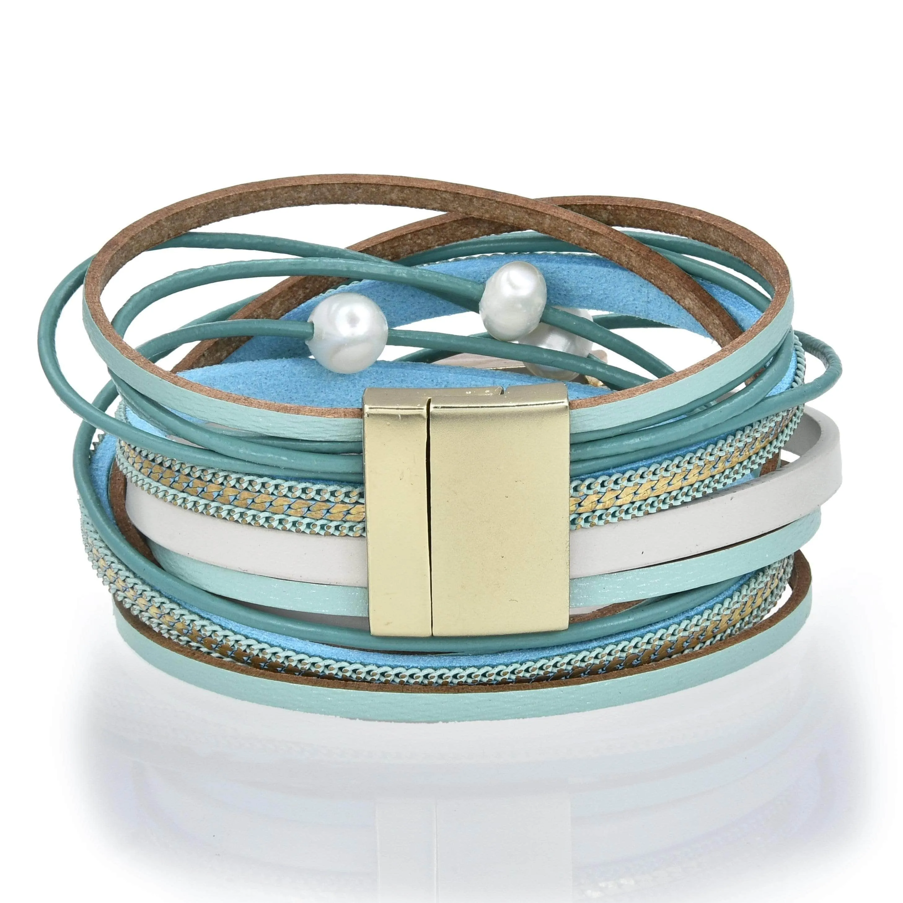 Multiple Strand Geode Blue Bracelet with Magnetic Clasp