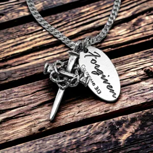 Nail Crown Cross Forgiven Tag On Chain