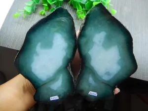 Natural Jade Rough Jadeite Raw (453g, 126X77X22mm) & (532g, 136X68X33mm)