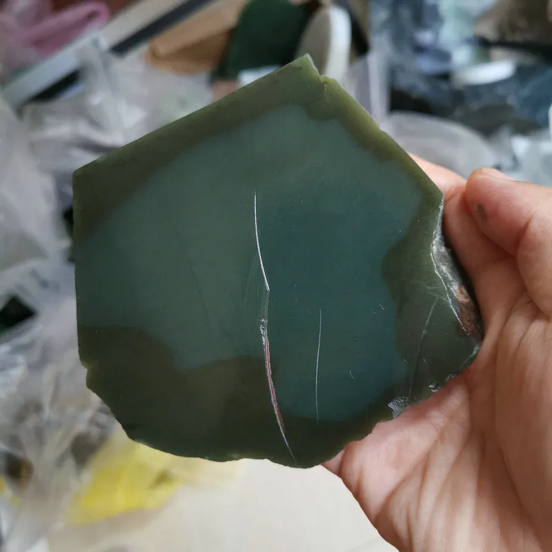 Natural Kunlun Jade Rough Nephrite Raw (356g, 9X8.5X1.2cm)