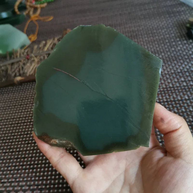 Natural Kunlun Jade Rough Nephrite Raw (356g, 9X8.5X1.2cm)