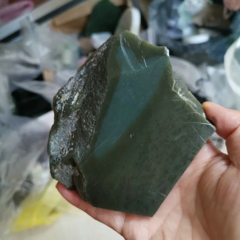 Natural Kunlun Jade Rough Nephrite Raw (356g, 9X8.5X1.2cm)