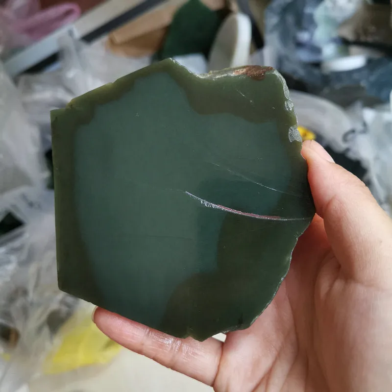 Natural Kunlun Jade Rough Nephrite Raw (356g, 9X8.5X1.2cm)