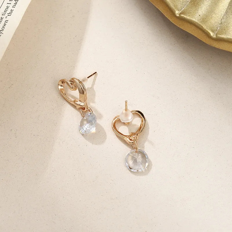 New Fashion Love Shiny Zircon Earrings Hypoallergenic Heart Earrings Simple Women Long Earrings Korean Jewelry