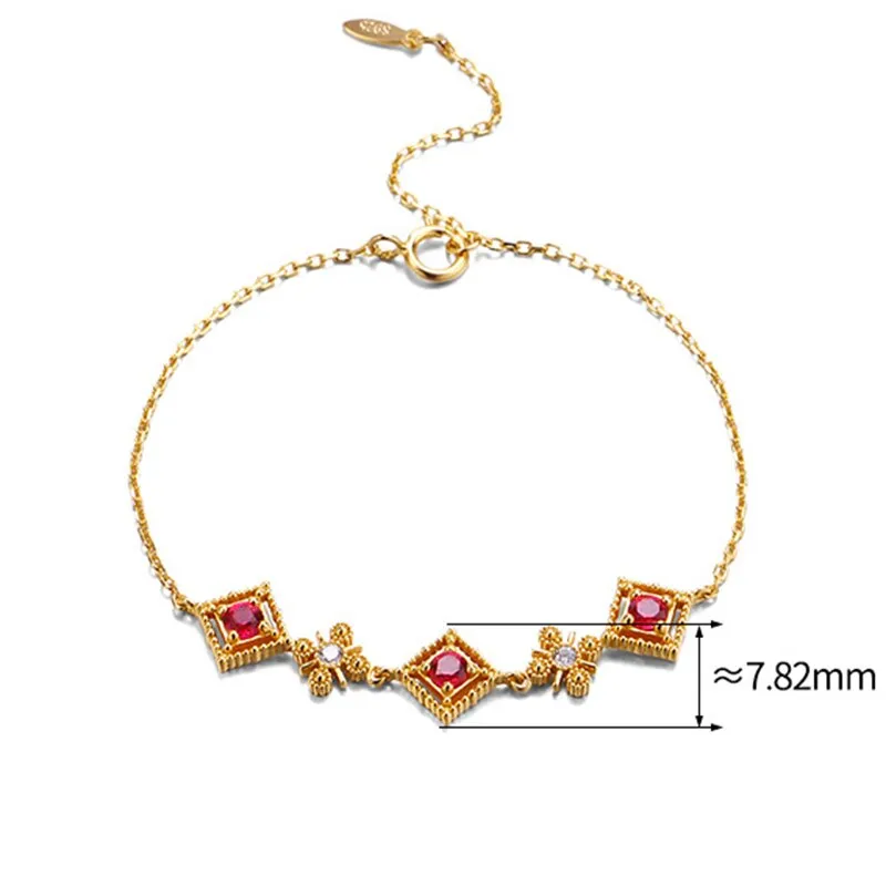 New light luxury niche design S925 silver gold-plated ruby earrings