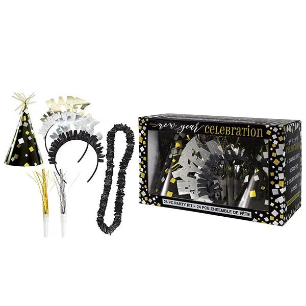 New Year Foil Gold & Silver Party Kit for 8 People