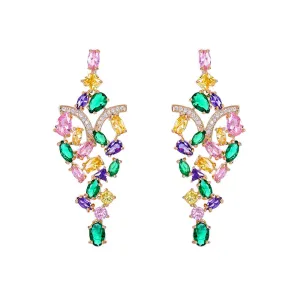【ODN-E1104】S925 Silver Earrings Luxury Heavy-duty Color Zircon Earrings Jewelry 2022 New Earrings Women's Exquisite Design