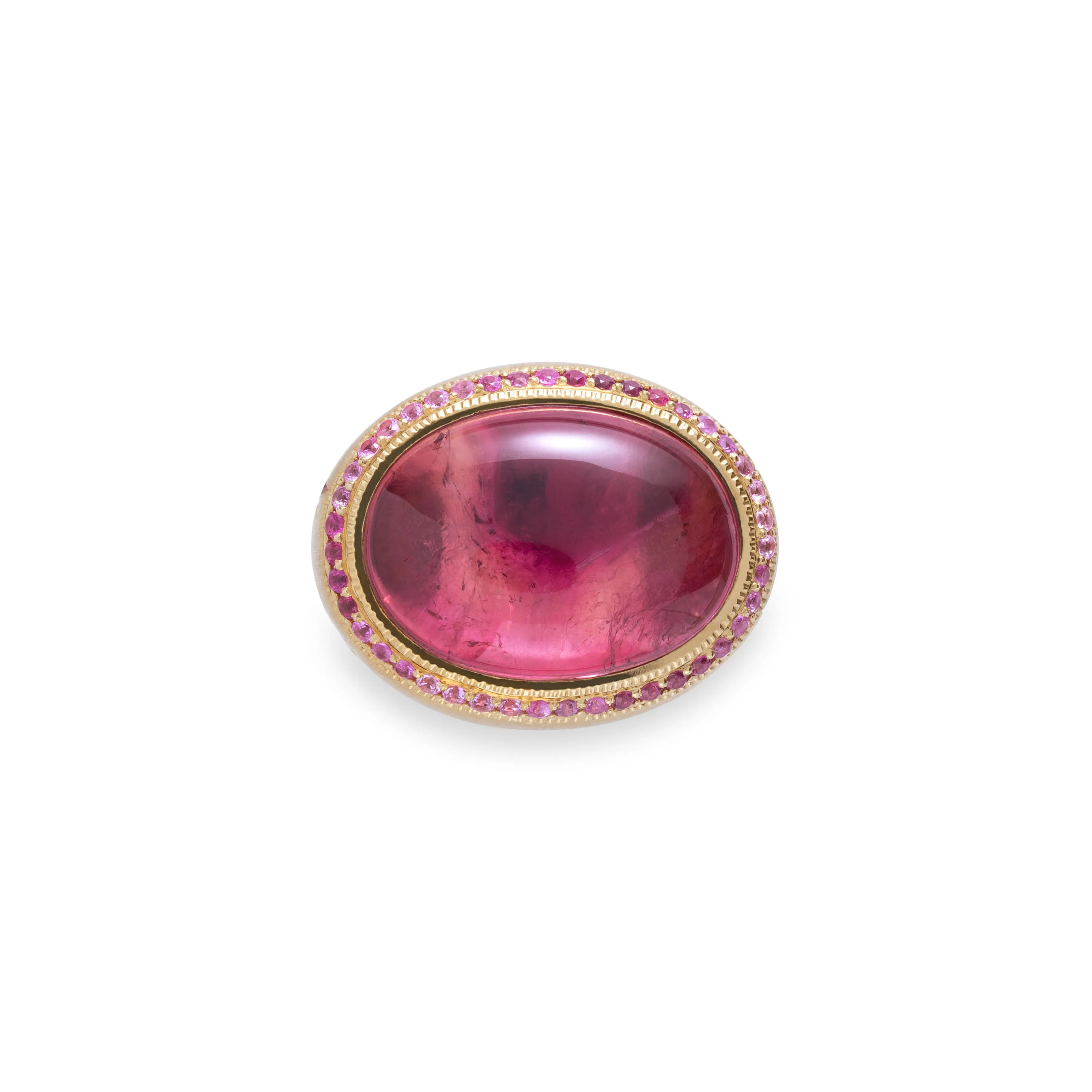 OMBRE SAPPHIRE BORDER   PINK TOURMALINE STARBURST RING