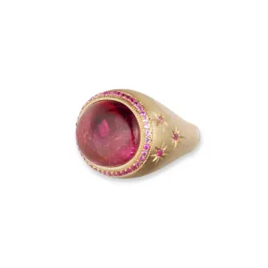 OMBRE SAPPHIRE BORDER   PINK TOURMALINE STARBURST RING