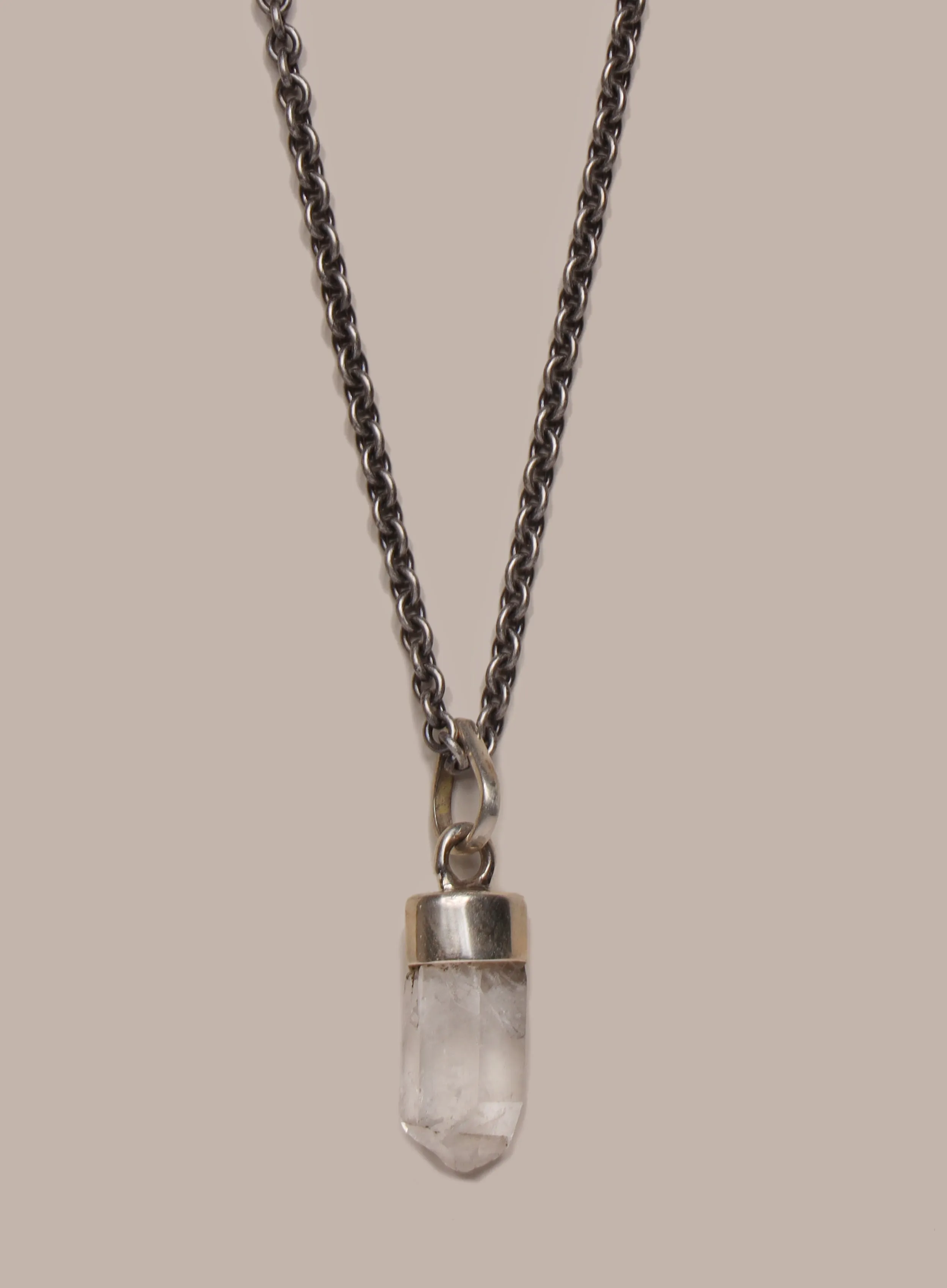 One of a Kind White Topaz on 925 Oxidized Sterling Chain