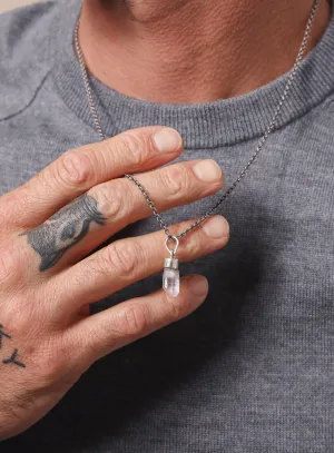 One of a Kind White Topaz on 925 Oxidized Sterling Chain