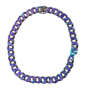 Opal Opal Opal Curb Link Necklace (Deep Lavender Opal)
