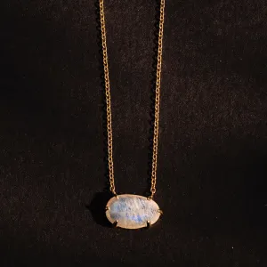 Ophelia Necklace, Rainbow Moonstone, 9kt Yellow Gold