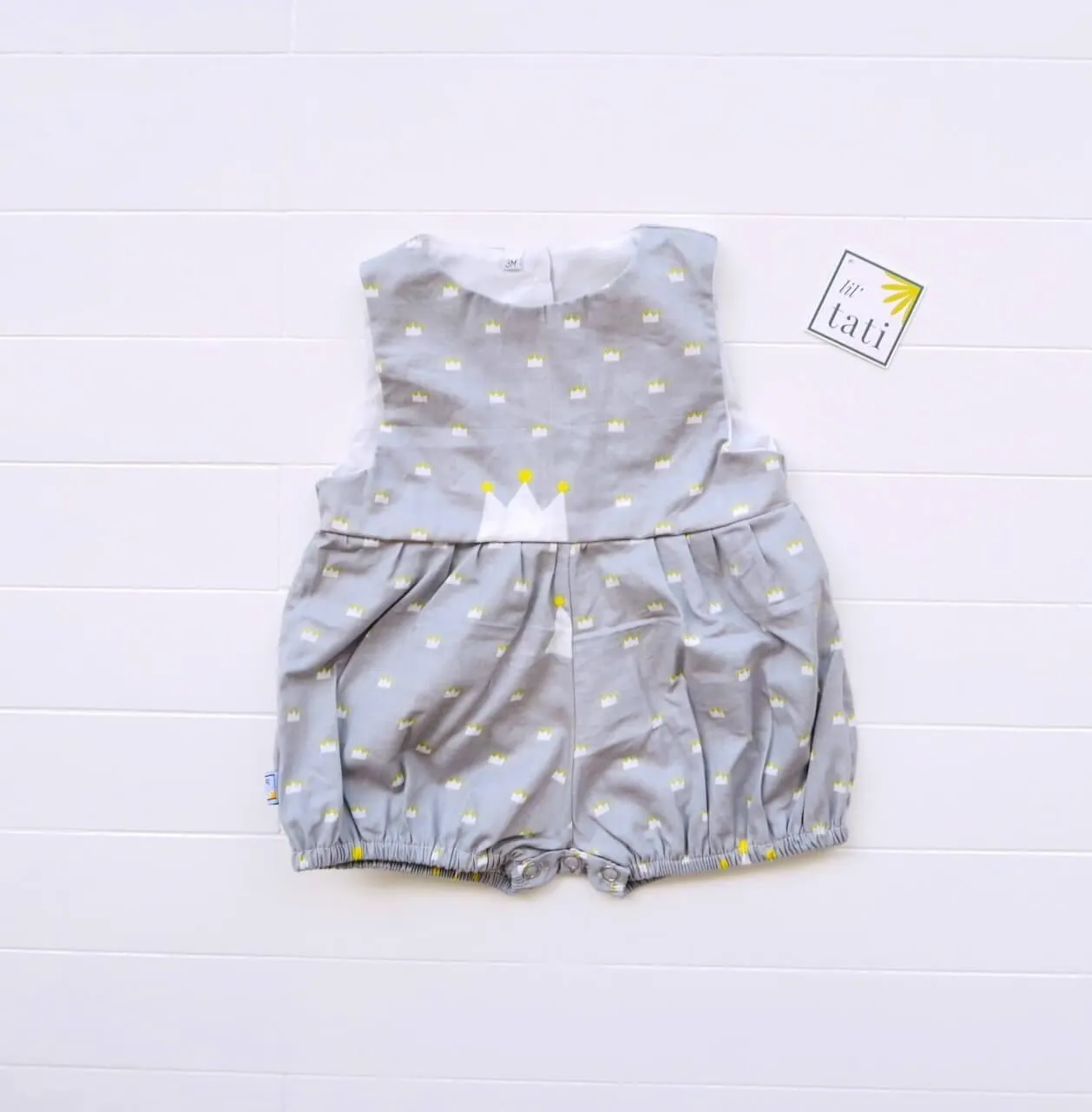 Orchid Playsuit in Gray Crown Print