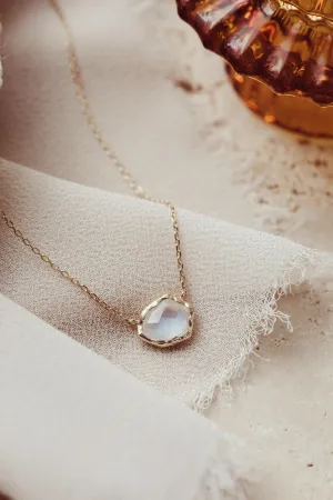 Organic Moonstone with Textured Bezel Necklace