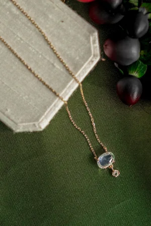 Oval Moonstone with White Topaz Dangle Necklace