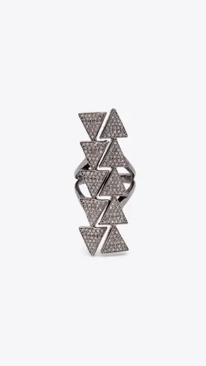 Oxidized Sterling Silver and Diamond Pyramid Stella Ring