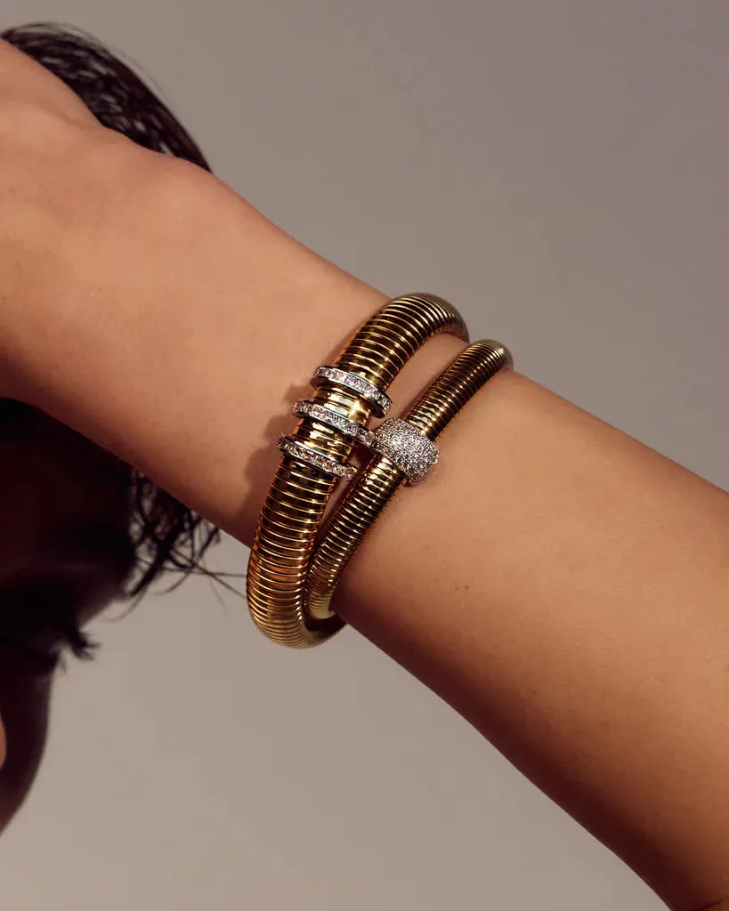 Pave Dome Snake Chain Bracelet